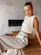 Chic Holiday Outfit Women's Linen Pant Set for Effortless Style - Himpall